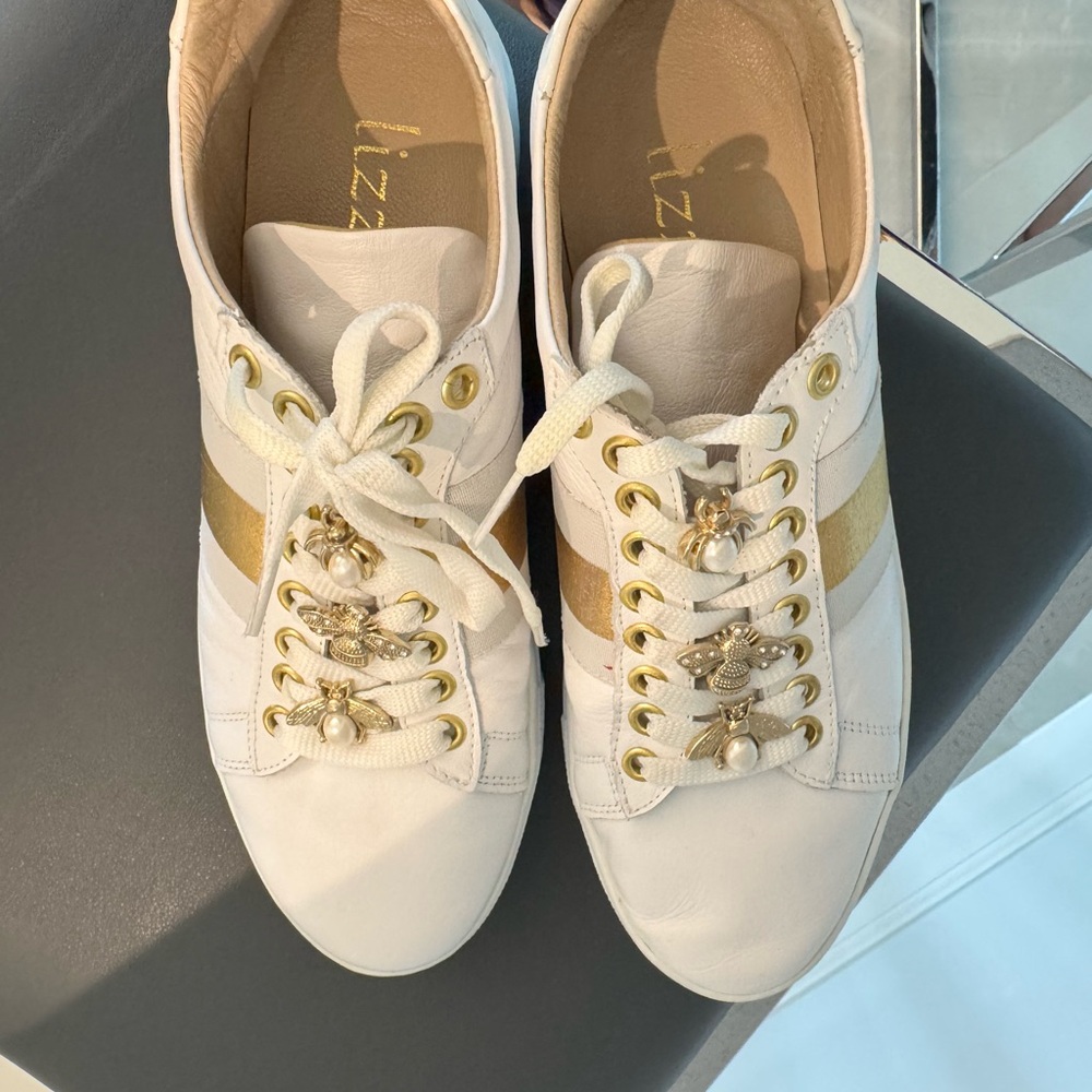White and Gold Women's Sneakers